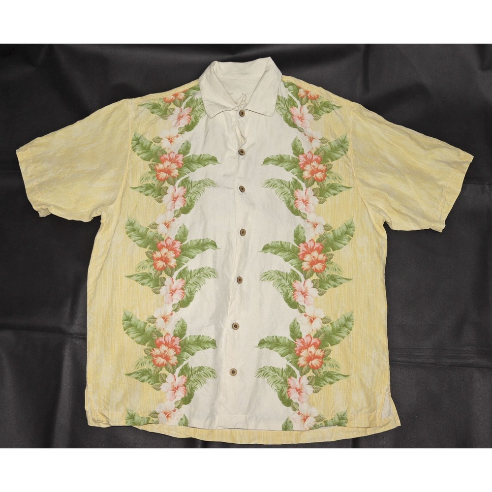 Tommy‎ Bahama Men's Short Sleeve Button Front Linen Silk Blend Shirt Size Large